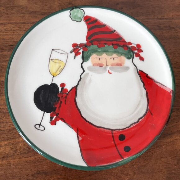 Vietri Old St. Nick Cocktail Plate Champagne Wine 6.5" Snack Canape Italy Santa - Picture 1 of 5
